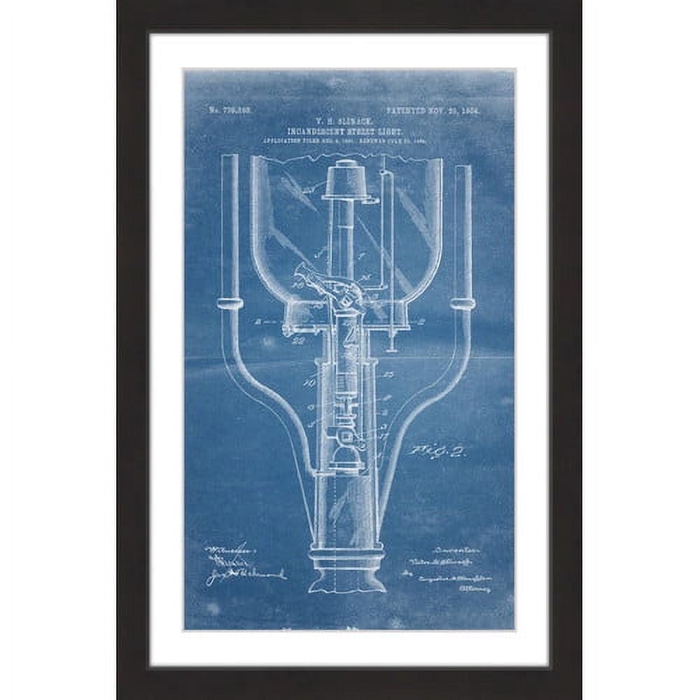 "Street Light 1904 Blueprint" Framed Painting Print