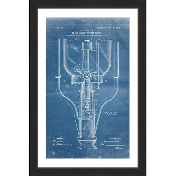 "Street Light 1904 Blueprint" Framed Painting Print