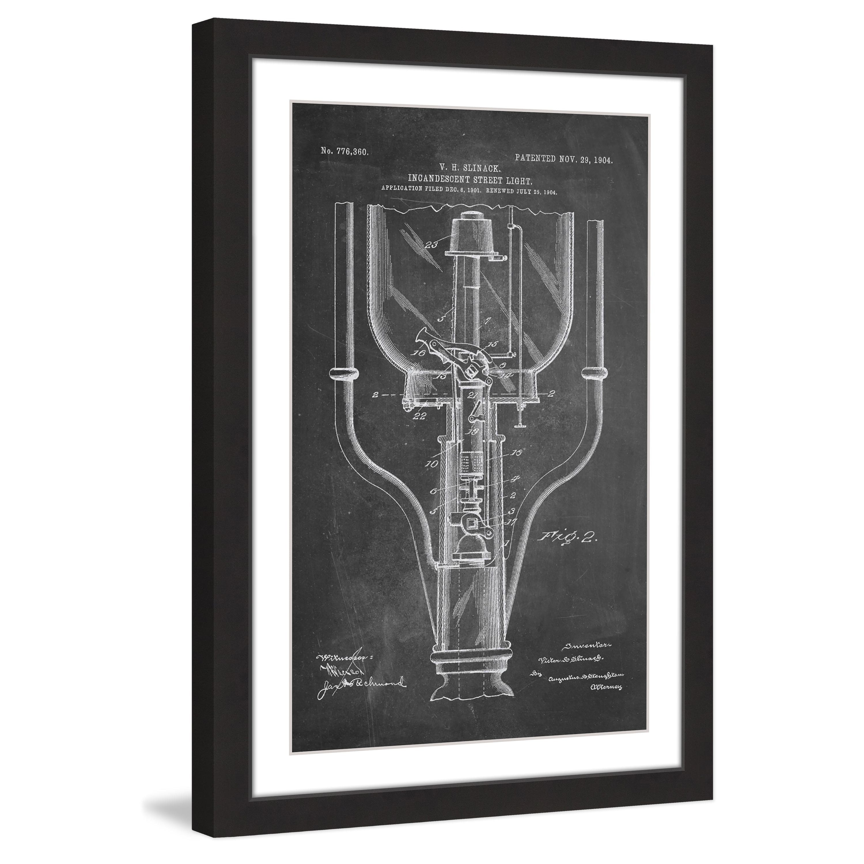 "Street Light 1904 Chalk" Framed Painting Print