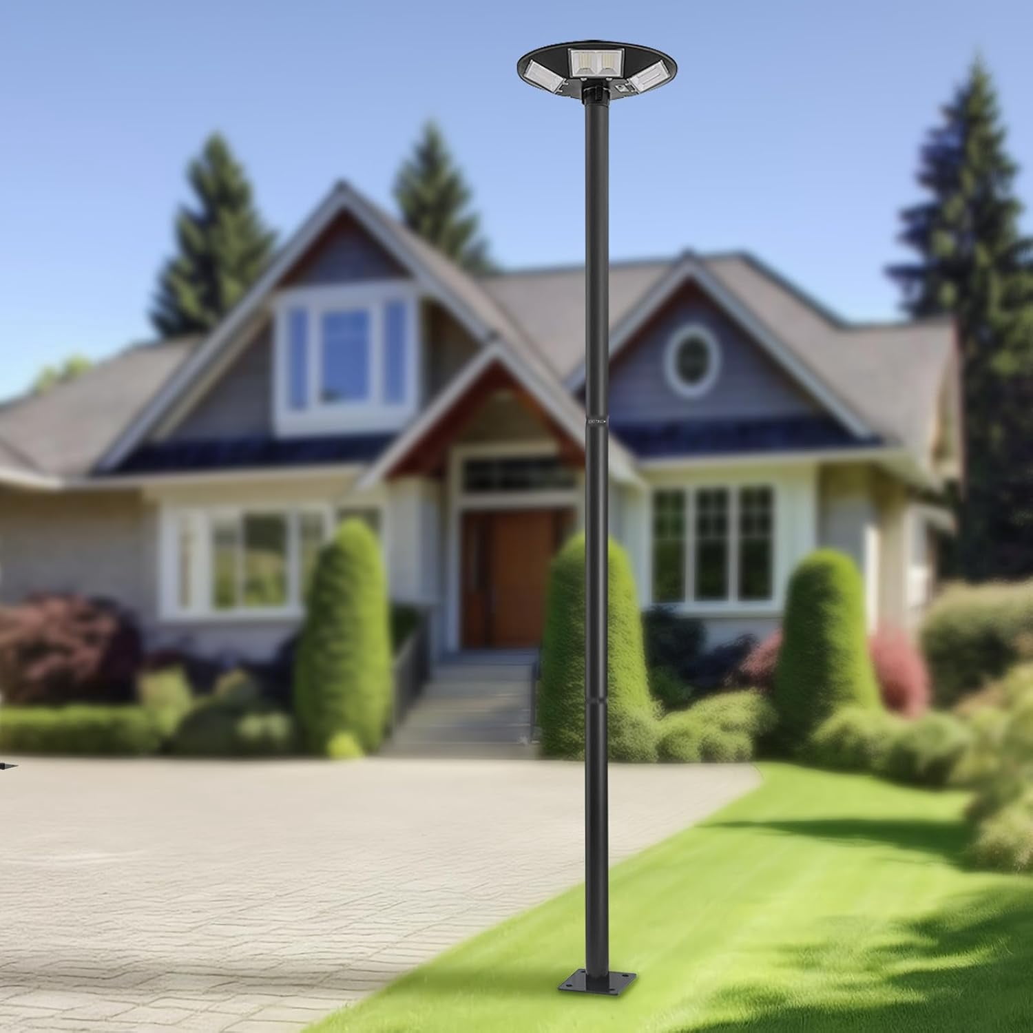 Street Light Pole 10ft Tall Street Lamp Post for Metal Solar Lights Poles with 7.87 inch x 7.87 inch Base for Outdoor Street Light Courtyard Pathway Patio Flag Post