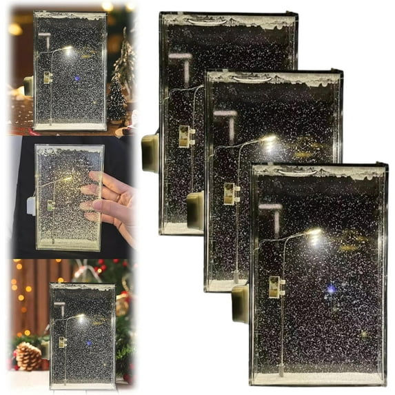 Street Light Snow Globe, Snow Lamp Night Light, Snowy Night Street Lamp DIY Materials Street Flowing Lamp, Handmade DIY Quicksand Snow Scene Night Light, for Decor Indoor (3Pcs)