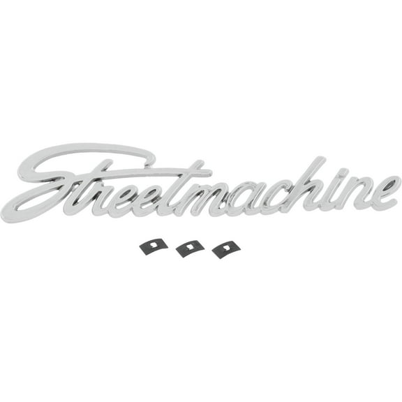 Speedway Motors Street Machine Script Emblem, Triple Chrome Plated Custom Badge with Attaching Clips, 8-Inch Universal Decorative Fender or Body Emblem