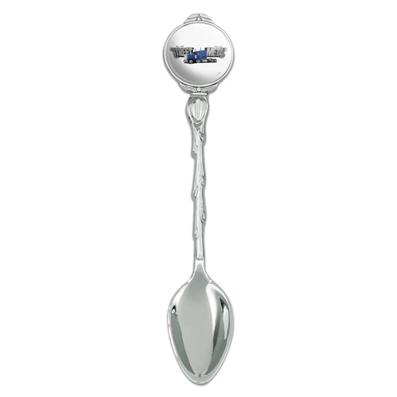 Street Metal Semi Tractor Trailer Truck Cab Novelty Collectible Demitasse Tea Coffee Spoon