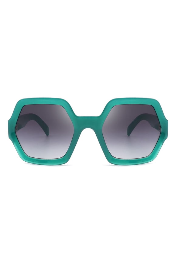 Vibrant Green Frame Square Sunglasses - Gradient Blue-Green Lens UV Protection Stylish Casual Eyewear