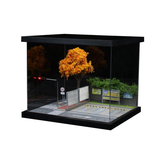 Street Model Diorama Miniature Building Scene Table Decoration PVC Material for Men Model Car Display