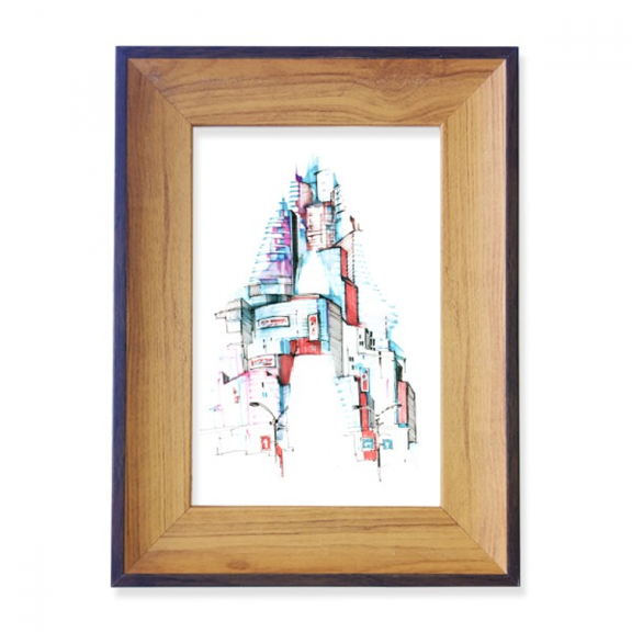 Street Modern Building Watercolor Photo Frame Exhibition Display Art Desktop Painting