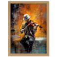 thumbnail image 1 of Street Musician Playing Jazz Music on his Violin Artwork Framed Wall Art Print A4, 1 of 4