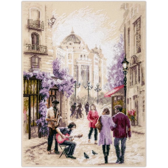 Wizardi Counted Cross-Stitch Kit Street Musicians 250-332 Magic Needle