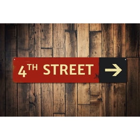 Street Name Directional Arrow Sign Address Destination Sign Custom Metal Cool Location Sign Metal Decor Street Sign - Size: 16 x 4 Inches