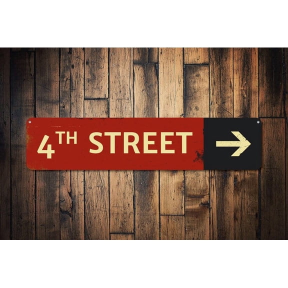 Street Name Directional Arrow Sign Address Destination Sign Custom Metal Cool Location Sign Metal Decor Street Sign - Size: 16 x 4 Inches