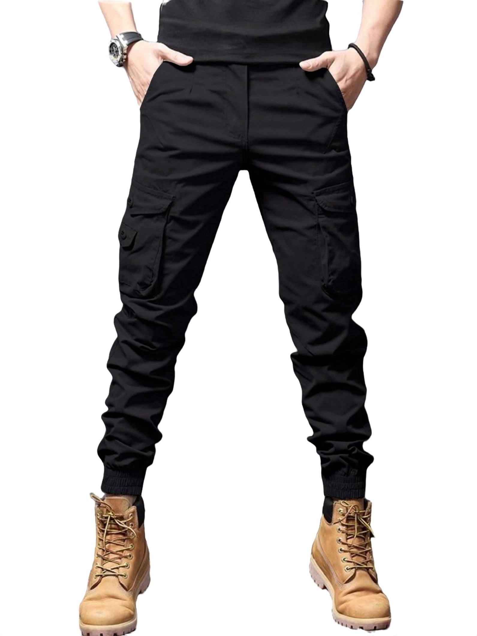 Street Plain Cargo Pants Black Men Pants (Men's)
