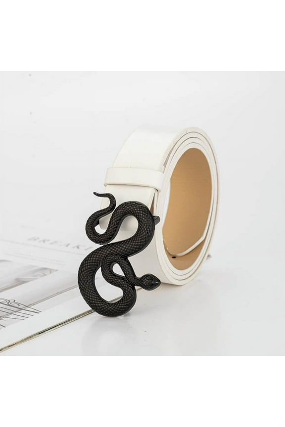 Street Punk Black Snake Buckle Belt for Men and Women Universal Korean Y2K Style Dress Jeans Accessories Solid Color Belts