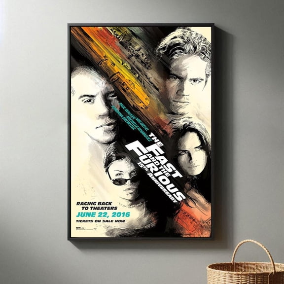 Street Racing Fast And Furious Car Minimalist Black and White Mid-Century Modern Wall Art, Unframed Poster