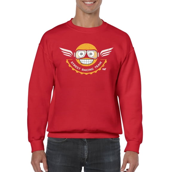 Street Racing Team - Retro Moto Racer Emoji Men's Sweatshirt