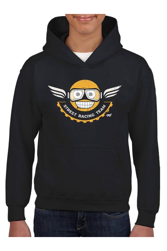 Street Racing Team - Retro Moto Racer Emoji Youth's Hoodie