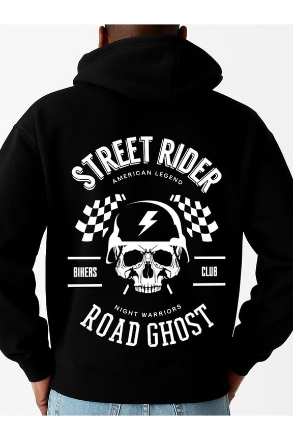 Street Rider Hoodie funny hoodies funny humor men's long sleeve black Drawstring Comfortable Oversized Hooded Pullover Sweatshirt halloween y2k funny humor Trendy Unisex Shirt Short Sleeve tshirts