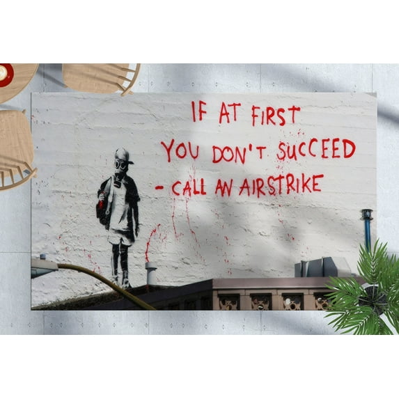 Street Rugs, Banksy Graffiti Rug, Saloon Rugs, Banksy Graffiti Rugs, Banksy Call an Airstrike Rugs, Indoor Rus, Decorative Rus, Graffiti Rug, 3.3'x9.2' - 100x280 cm