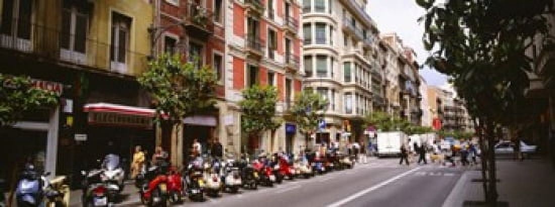 Street Scene Barcelona Spain Canvas Art - Panoramic Images (15 x 6)