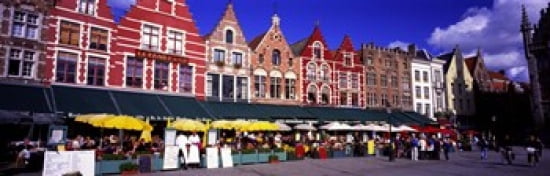 Street Scene Brugge Belgium Canvas Art - Panoramic Images (36 x 12)