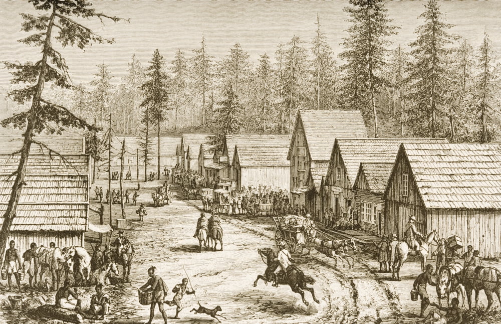 Street Scene In Cisco Station California In 1870S From American Pictures Drawn With Pen And Pencil By Rev Samuel Manning Circa 1880 Canvas Art - Ken Welsh  Design Pics (38 x 24)