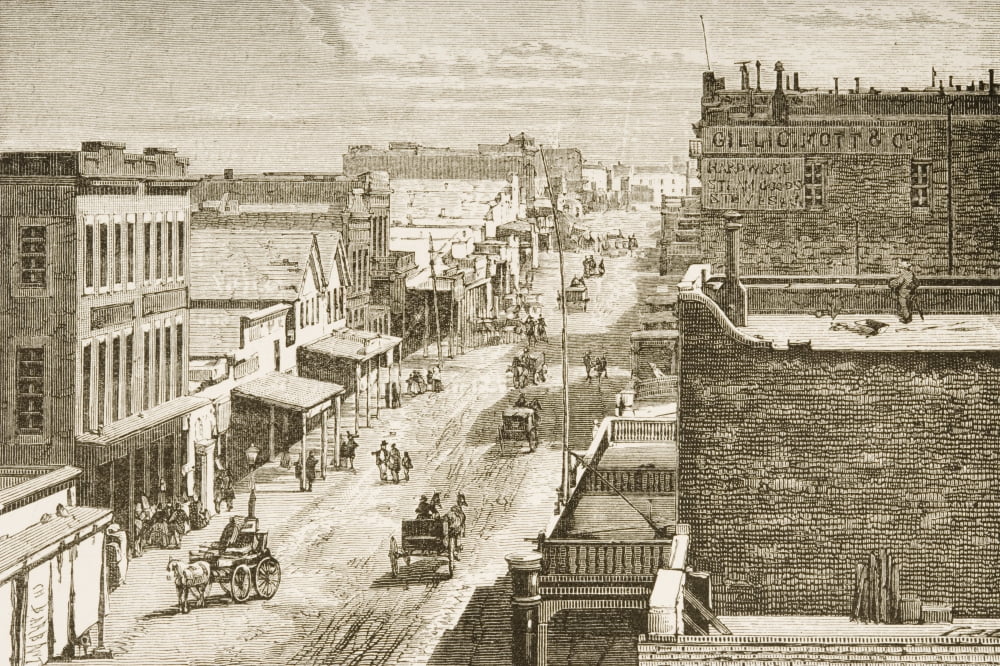 Street Scene In Virginia City Nevada In 1870S From American Pictures Drawn With Pen And Pencil By Rev Samuel Manning Circa 1880 Canvas Art - Ken Welsh  Design Pics (17 x 11)