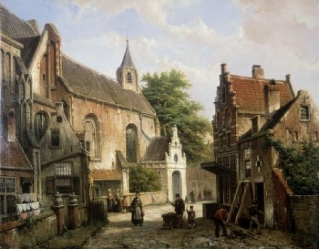 Street Scene in Delft Willem Koekkoek (1839-1895 Dutch) Canvas Art - Willem Koekkoek (24 x 36)