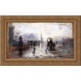 thumbnail image 1 of Street Scene with Carriage 24x16 Gold Ornate Wood Framed Canvas Art by T. C. Steele, 1 of 2