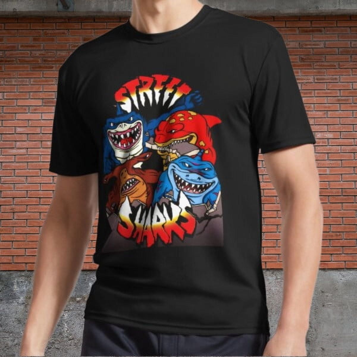 Street Sharks Grouop Logo Active Logo Men's Black T-Shirt Funny