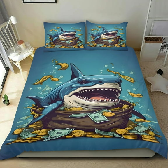 Street Sharks Themed Bed Sheet Set Three Piece Set 53x79 Inches Comfortable And Skin Friendly Unique Design Creating A Star Studded Night