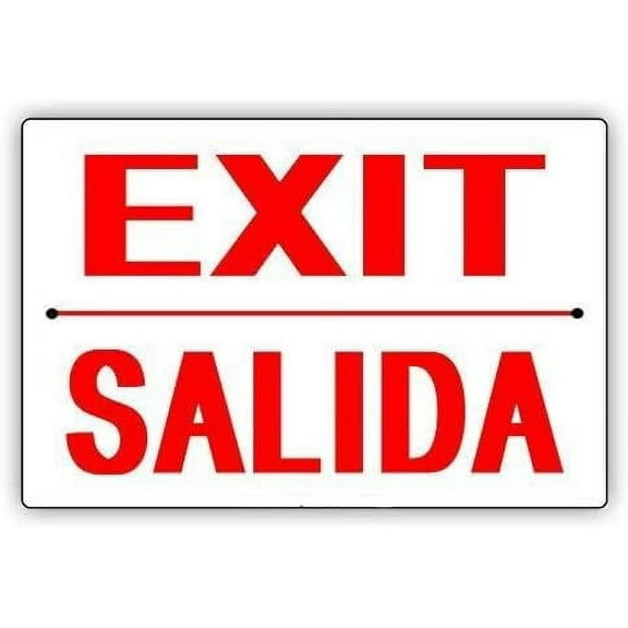 Street Sign 8x12 Inch Exit Only Salida Spanish English Outdoor Indoor Decor Tin Metal Signs