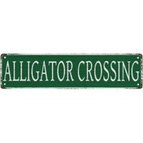 Street Sign Alligator Crossing Tin Sign, 4"x16" Vintage Aluminum Sign Man Cave Bar Home Wall Decoration