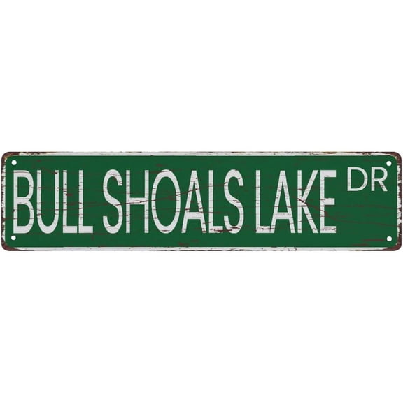 Street Sign Bull Shoals Lake Dr Sign Rustic Metal Tin Sign Home Outdoor Art Wall Decorations For Cafe Bar Kitchen 4X16 Inch