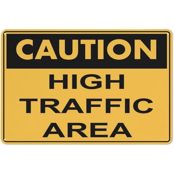 Street Sign Caution High Traffic Area Sign, 12 X 8 Inches Rust Free Aluminum Metal Sign, Weather Resistant Durable In Easy To Mount