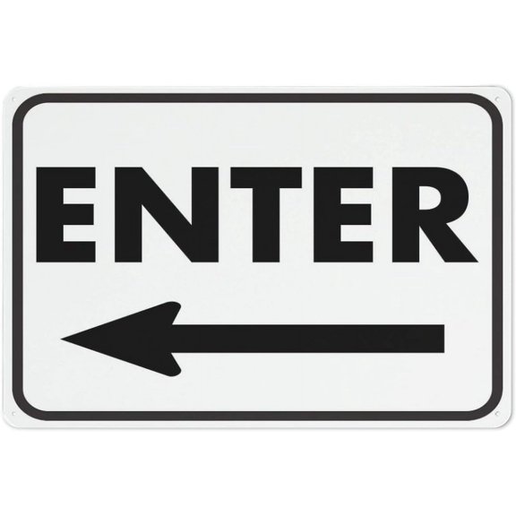 Street Sign Enter (Left Arrow) 8"x12", Home Kitchen Farm Garden Garage Wall Decor, Enter Left Marker