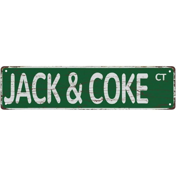 Street Sign Jack & Coke Court Sign Rustic Metal Tin Sign Home Outdoor Art Wall Decorations For Cafe Bar Kitchen 4"x16"