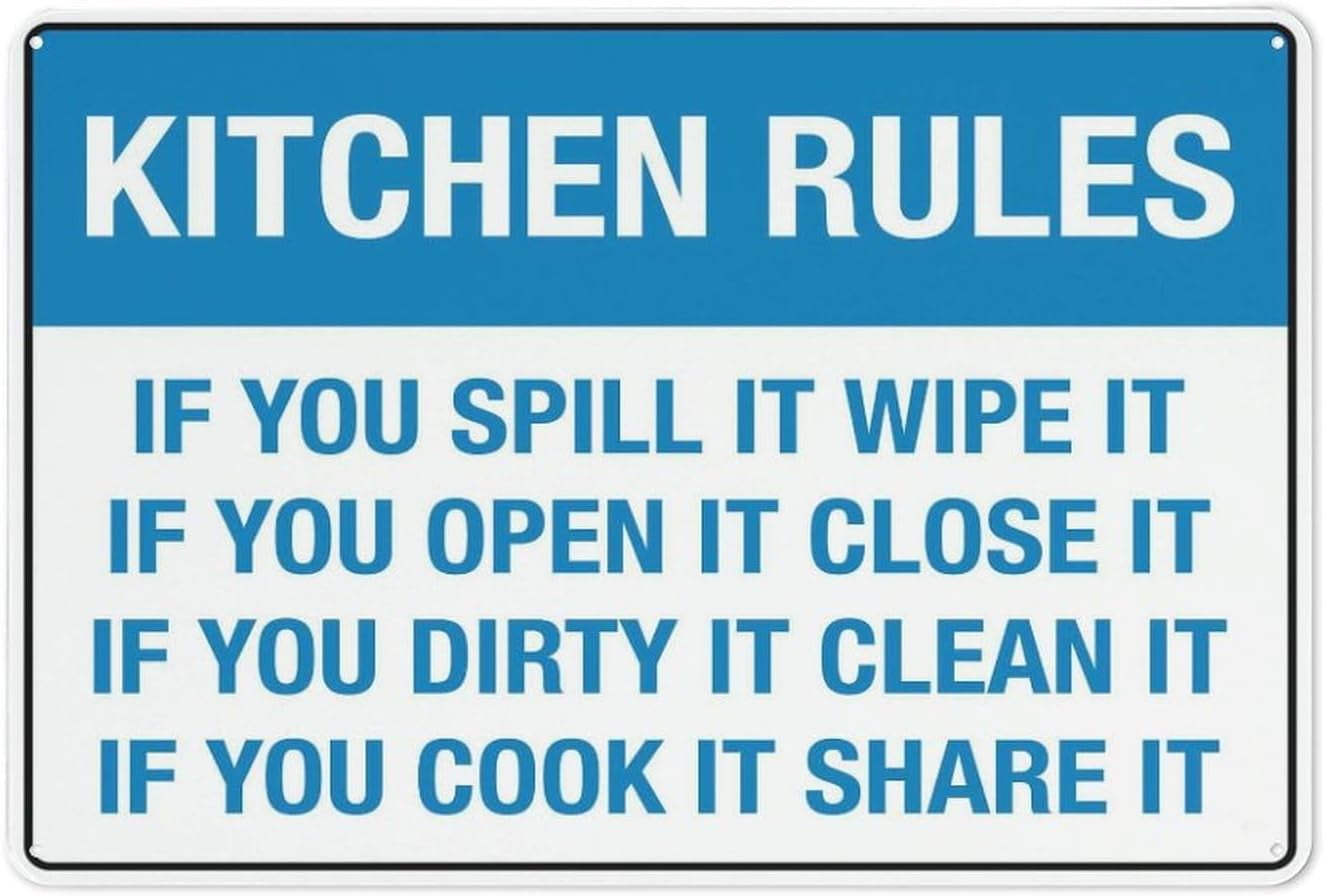 Street Sign Kitchen Rules Sign Metal 12