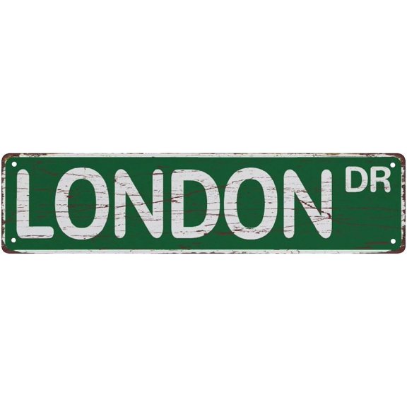 Street Sign London Dr Sign Rustic Metal Tin Sign Home Outdoor Art Wall Decorations For Cafe Bar Kitchen 4X16 Inch