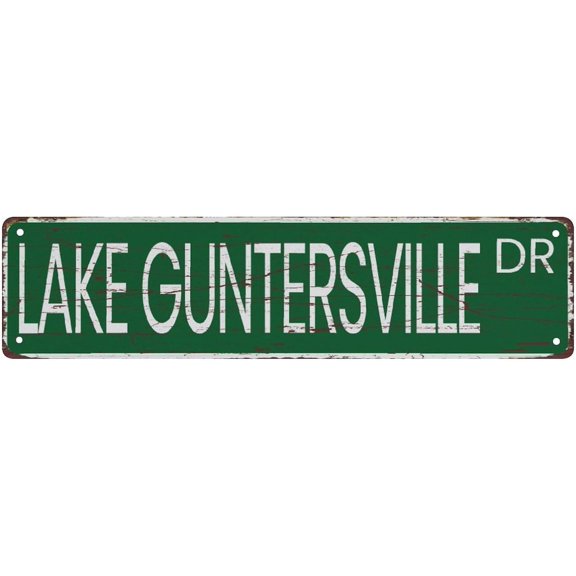 Street Sign Metal Tin Signs Lake Guntersville Dr Metal Sign Street Signs Decor Man Cave Bar Wall Art Decorative Plaque 4X16 Inches