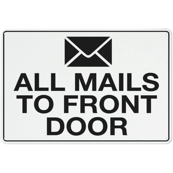 Street Sign Metal Tin Signs All Mails To Front Door Retro Metal Tin Signs 12X8 Inch For Shop Yard Man Cave Garage Outdoor Funny Wall Decor Decorative Poster Plate