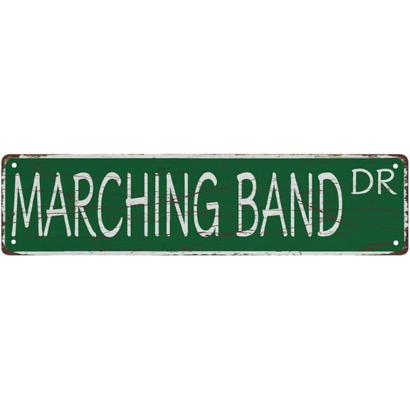 Street Sign Metal Tin Signs Marching Band Dr Vintage Tin Signs Plaque for Bedroom Kitchen Garden Wall Pub Club Coffee Hanging Sign Decor 4"x16"