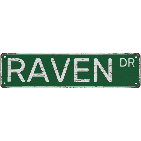 Street Sign Metal Tin Signs Raven Dr Vintage Rustic Retro Decor Funny Metal Tin Sign For Home Garage Wall Decor 4"x16"