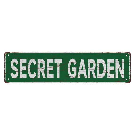 Street Sign Secret Garden Tin Sign, 4X16 Inch Vintage Aluminum Sign Man Cave Bar Home Wall Decoration