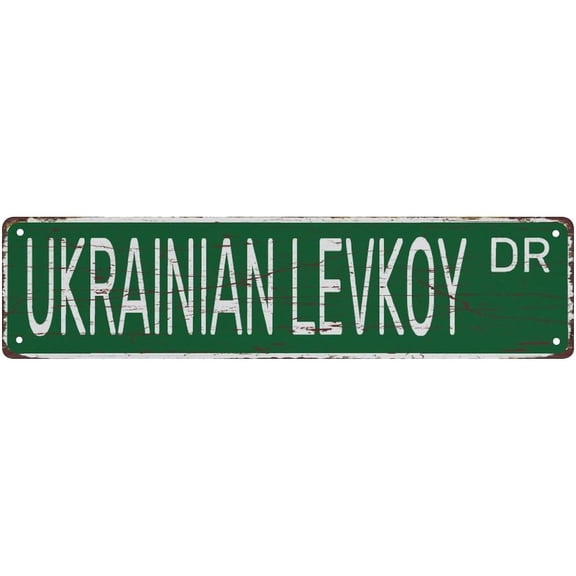 Street Sign Ukrainian Levkoy Vintage Signs Retro Tin Signs Art Plaque Aluminum Sign For Bedroom Kitchen Garden Wall Pub Club Coffee Hanging Sign Decor 4X16 Inches