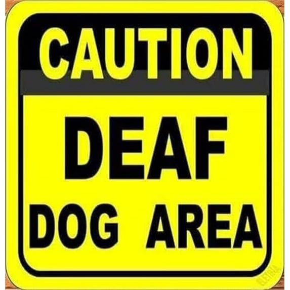 Street Sign Wall Art Plaque Dog Caveat Sign/Caution Deaf Dog Area Outdoor Sign Yard Decoration Signs Outdoor & Indoor Aluminum Metal Tin Sign 8 X 8 Inch
