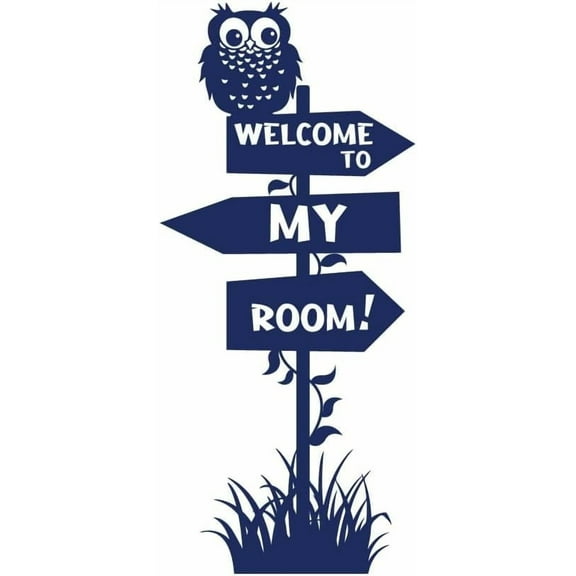Street Sign Wall Decor Owl Road Sign Wall Decals Welcome to My Room Wall Sticker Funny Owl Wall Art Removable Decal Vinyl Art Wall Mural Sticker for Nursery Playroom Decor colorful