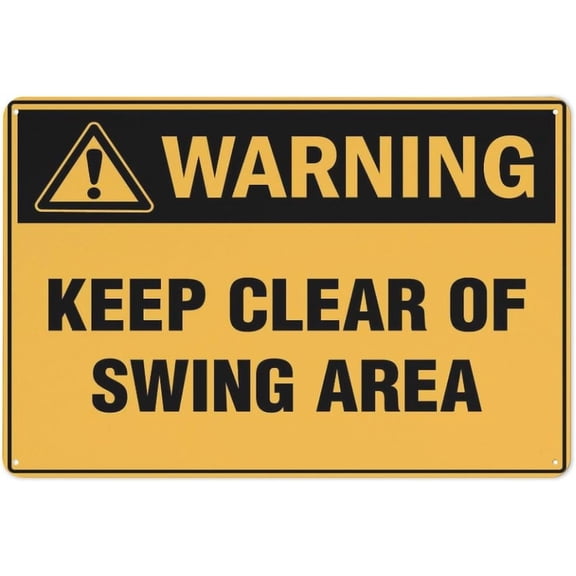 Street Sign Warning Keep Clear Of Swing Area Sign Metal 8"x12" Rust Free Aluminum, Indoor & Outdoor Use For Fence And Yard, Swing Area Safety Marker