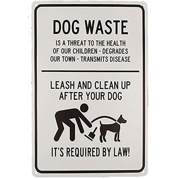 Street Sign Warning Plaque Dog Waste Leash and Clean Up After Your Dog Metal Tin Sign Wall Art Decor Safety Warning Signs for Outdoor & Indoor Office Sign 8 X 12 Inch