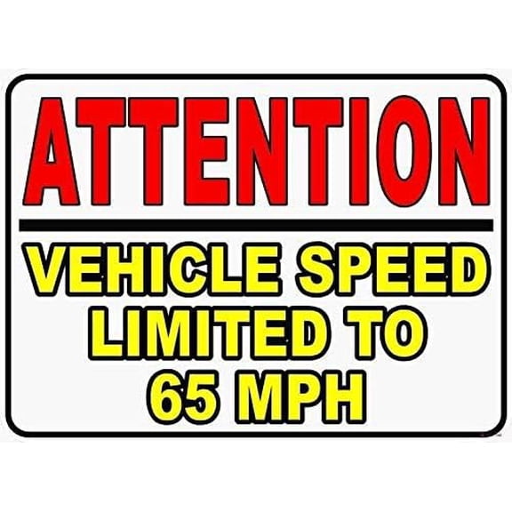 Street Sign Warning Plaque Wall Decor Attention Vehicle Speed Limited to 65 Mph Decal-Fleet Vehicles & Company Vehicle Speed Limits Sign Office Sign Outdoor & Indoor Safety Aluminum Sign 8 X 12 Inch