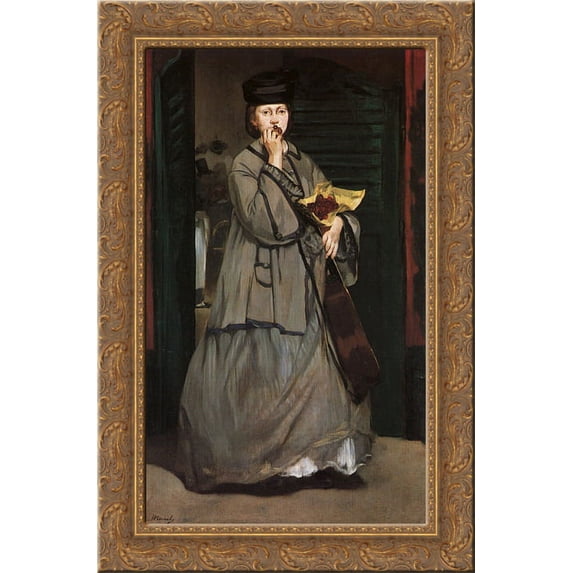 Street Singer 18x24 Gold Ornate Wood Framed Canvas Art by Manet, Edouard