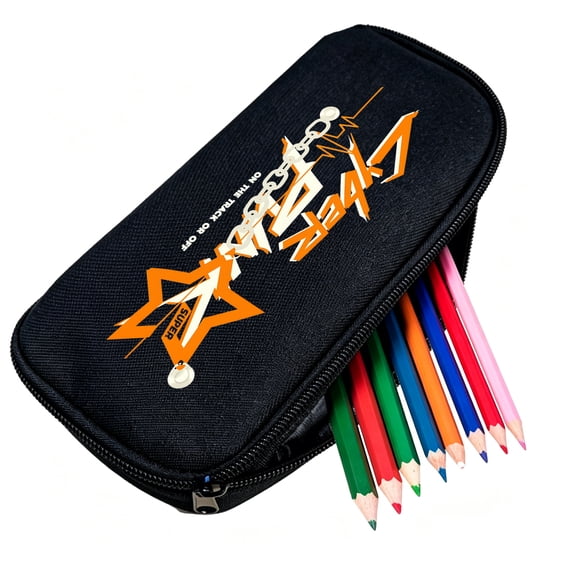 Street Star Chain Printed Pencil Case Durable Oxford Large Capacity Zipper Pen Pouch for Daily Use